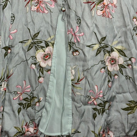 RTR Rebecca Taylor Floral Midi Dress Womens Large 12‎ Button Front Tie Shoulder - Picture 5 of 8